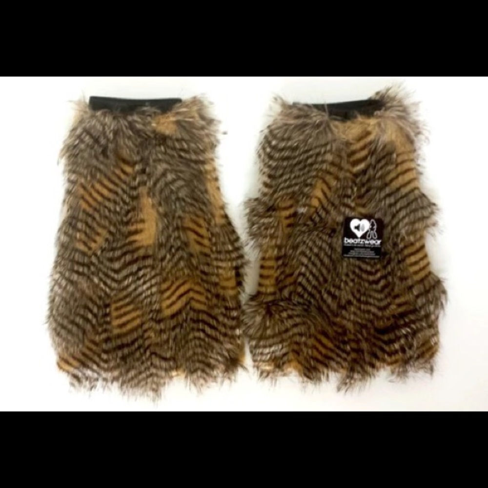 Brown faux feather rave fluffies